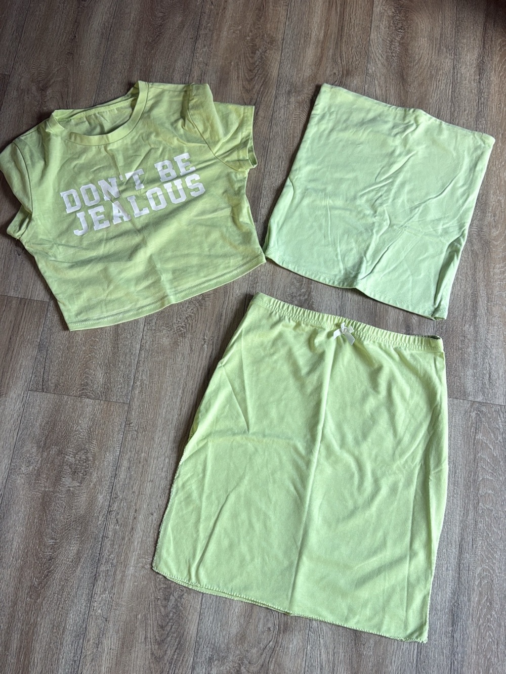 Lime Green 3-Piece skirt & shirt set UO